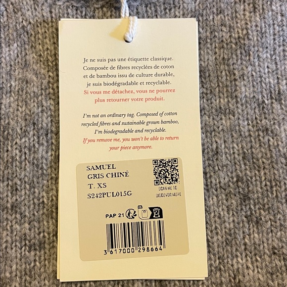 Sezane Samuel vest grey XS new with tags NWT - Picture 4 of 8